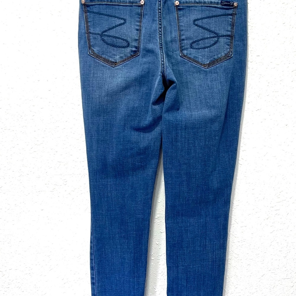 Seven7 Blue tummy less high rise Skinny Distressed Jeans 6 - Picture 4 of 7